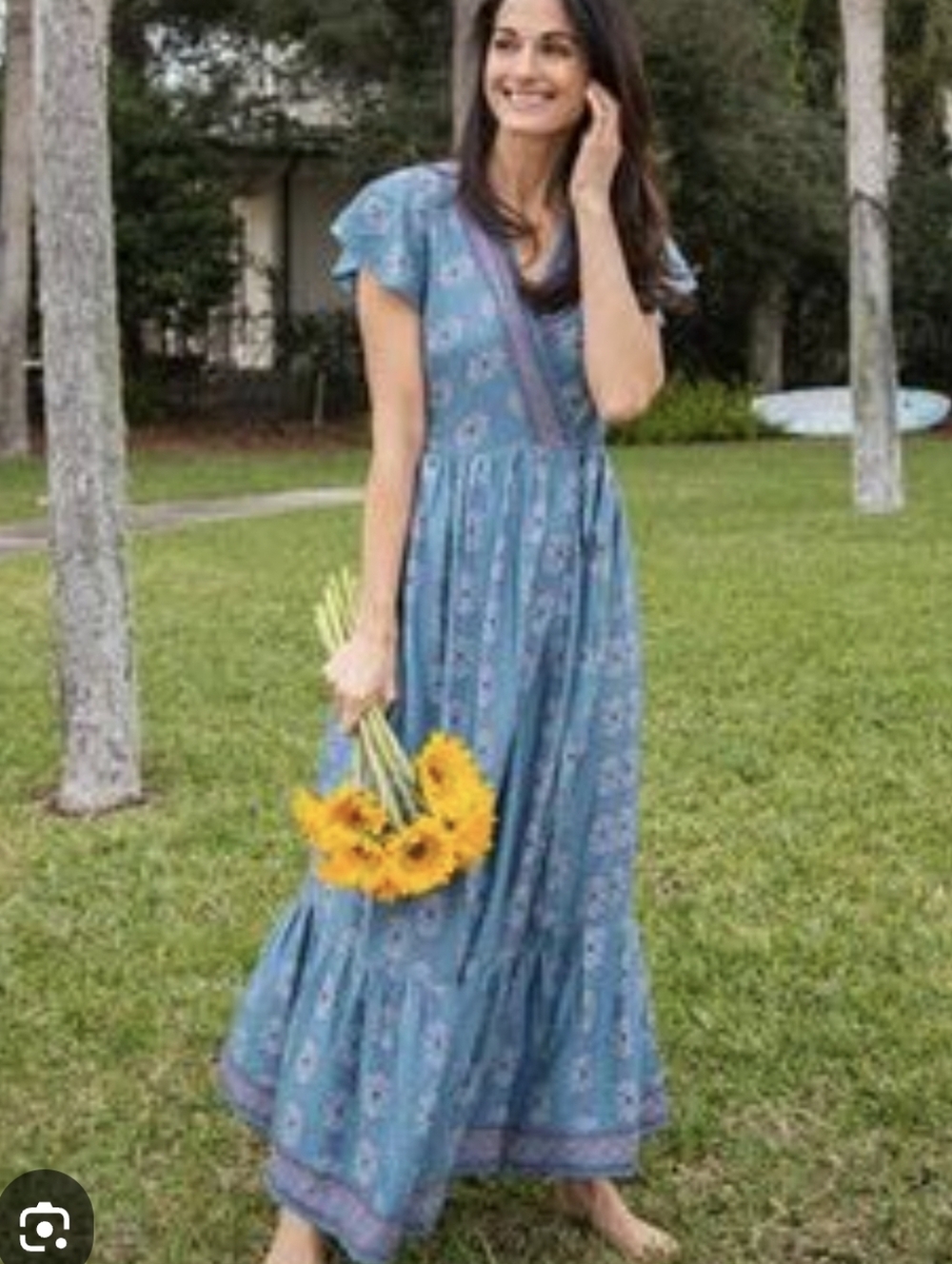 NATURAL LIFE Teal Floral Tiered Maxi Dress